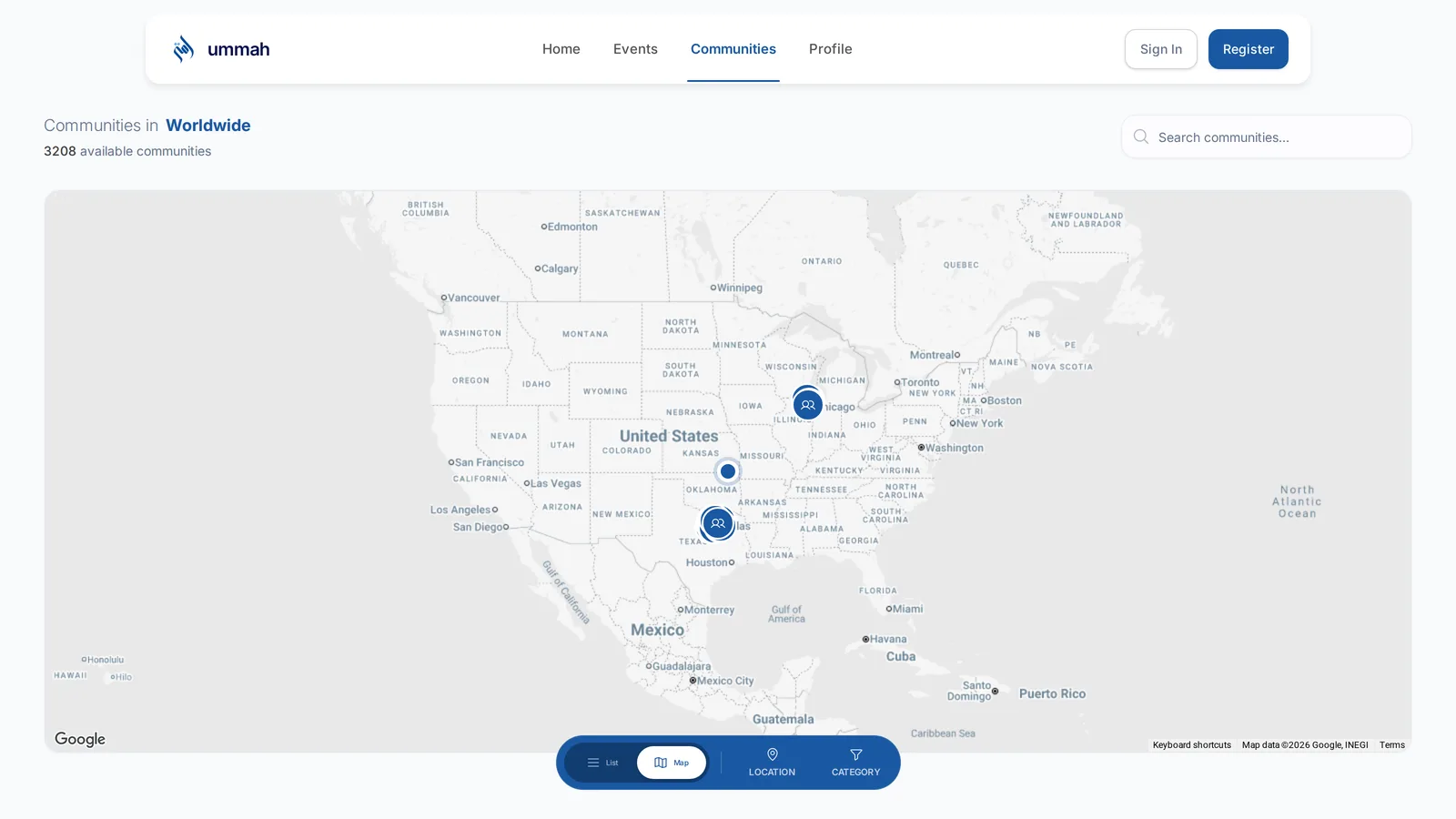 Find Muslim communities near you on the ummahapp.io map